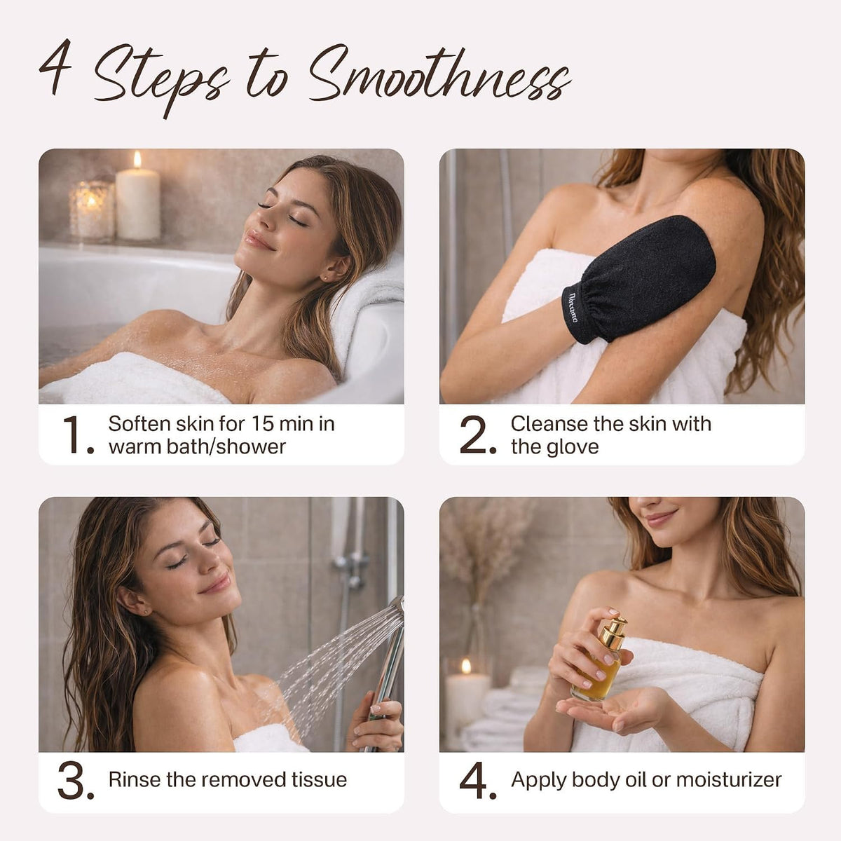 Exfoliating Glove 2 Pack, Korean Exfoliating Mitt, Body Scrubber Exfoliator